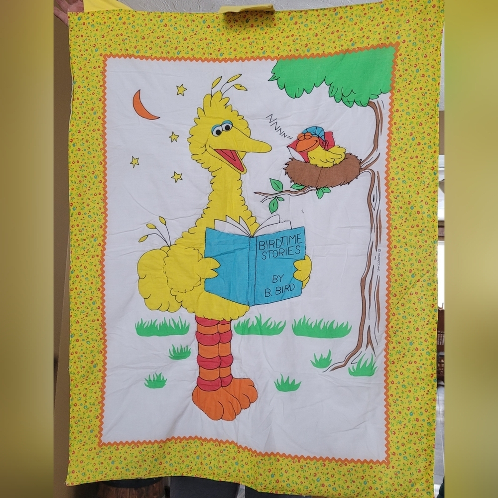 VINTAGE BIG BIRD SESAME STREET  QUILTED WALL HANGING MUPPETS HOMEMADE NURSERY